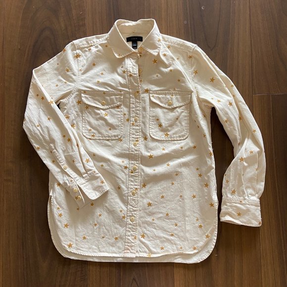 J.Crew Off White Denim Shirt with Stars - Size PXS - Picture 1 of 5